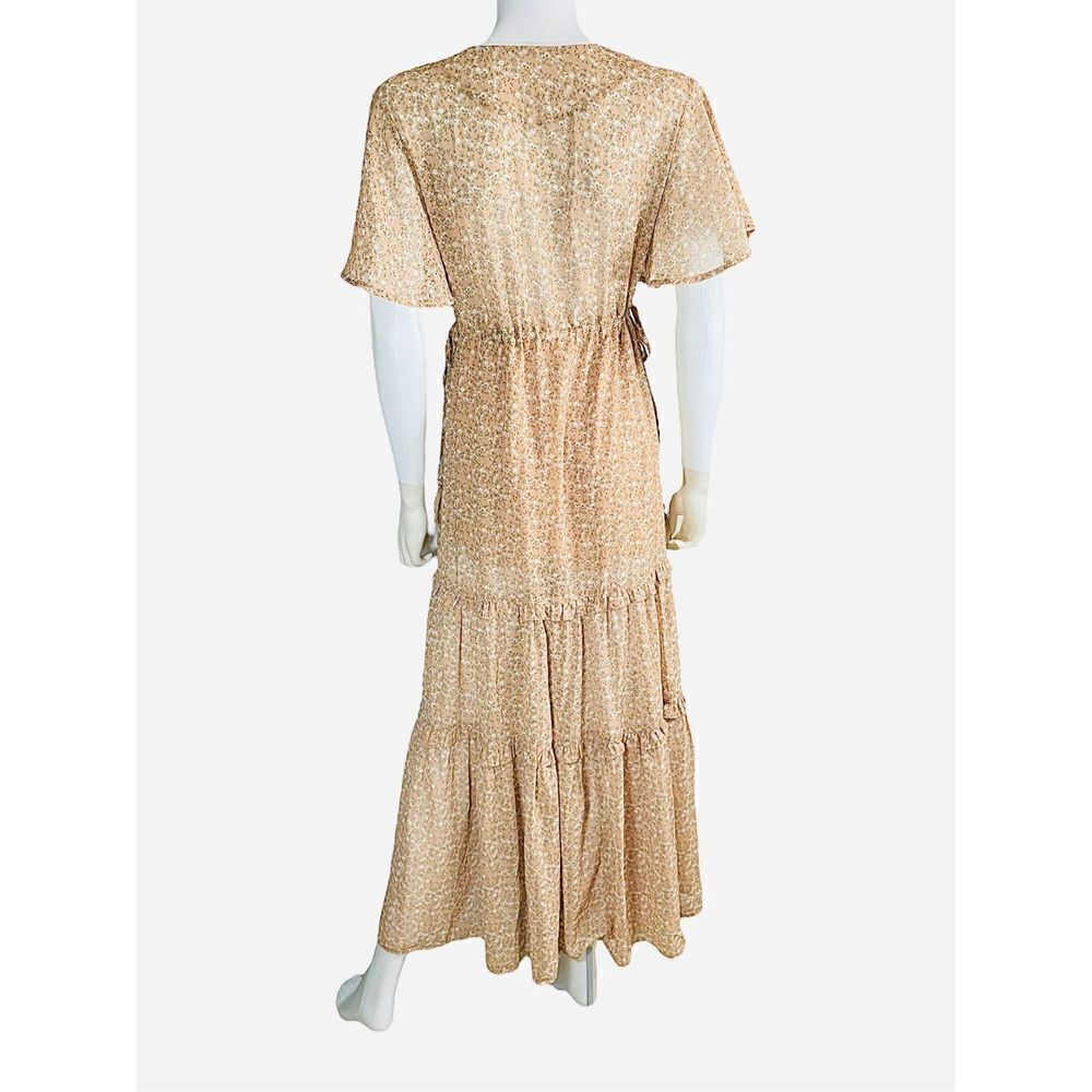 See the Shades Large Orange White Floral Tiered Maxi Dress - Picture 6 of 13